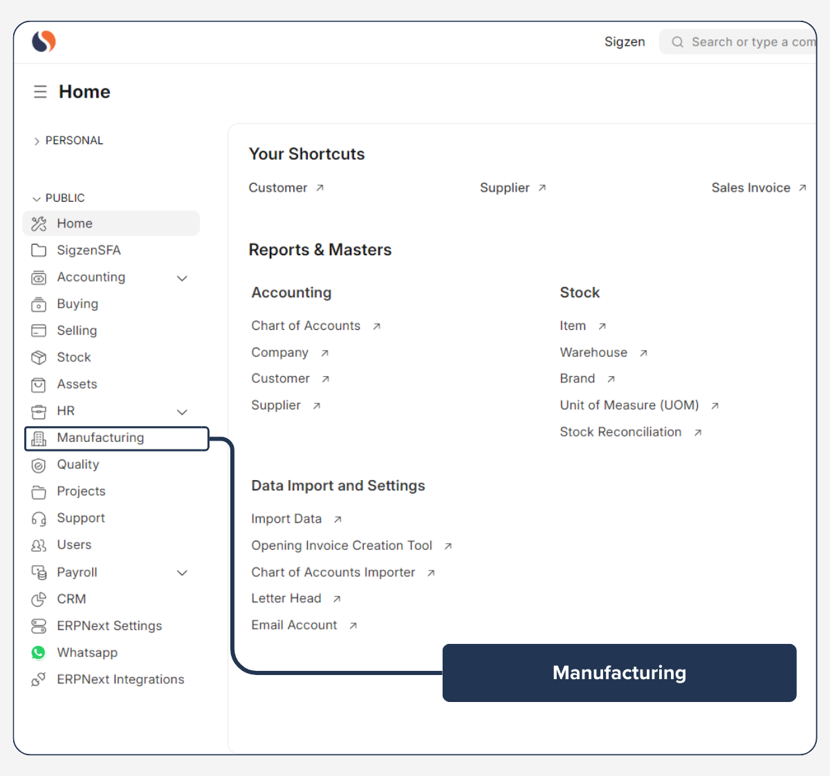 ERPNext manufacturing integration with core business modules for unified workflows