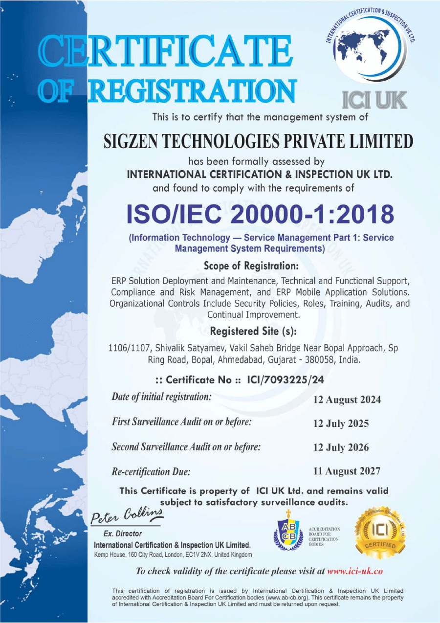 ISO/IEC 20000-1:2018 certificate